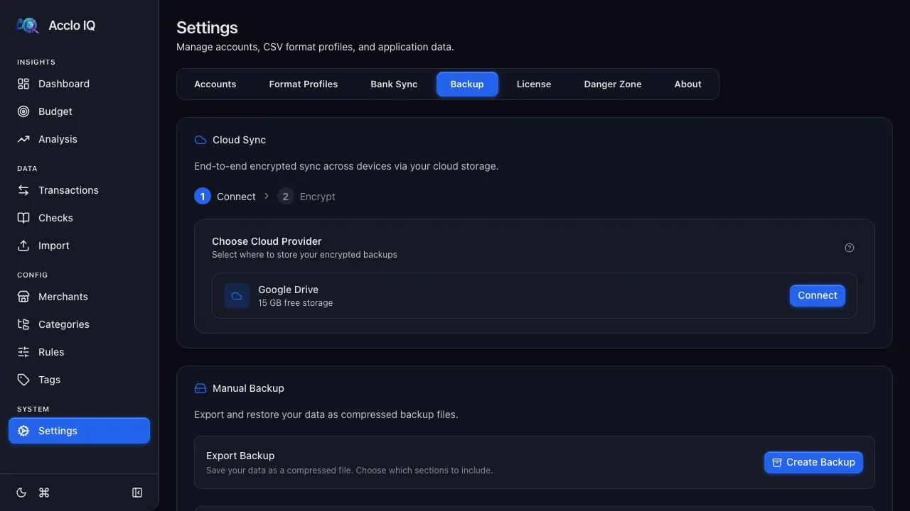 Backup & Restore screenshot