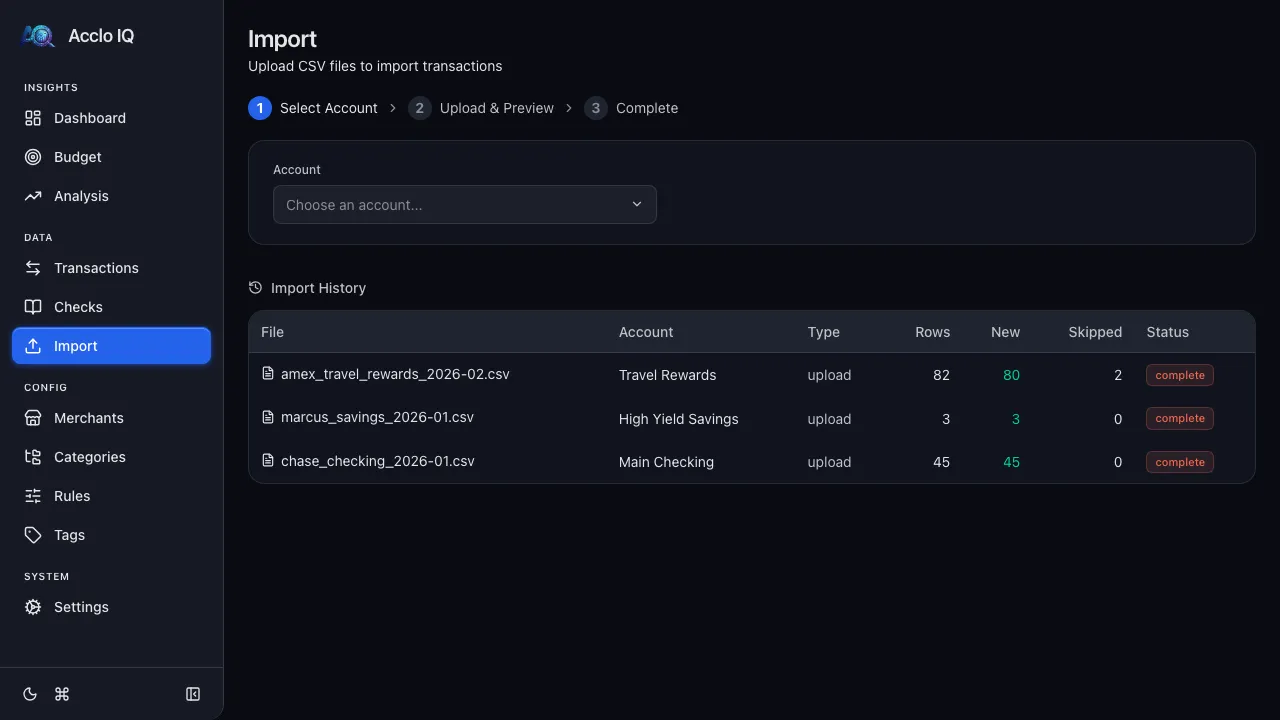 CSV Import screenshot